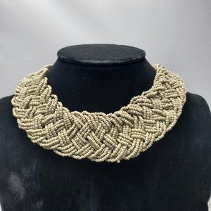 Signature GRAY braided seed bead Bohemian choker necklace